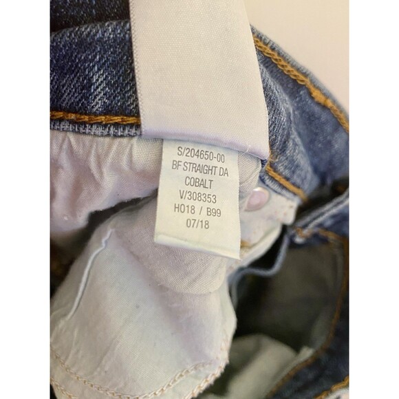 Old Navy Jeans Mid Rise Boyfriend Womens Size 10 Cobalt Med Wash Distressed Crop - Picture 8 of 8